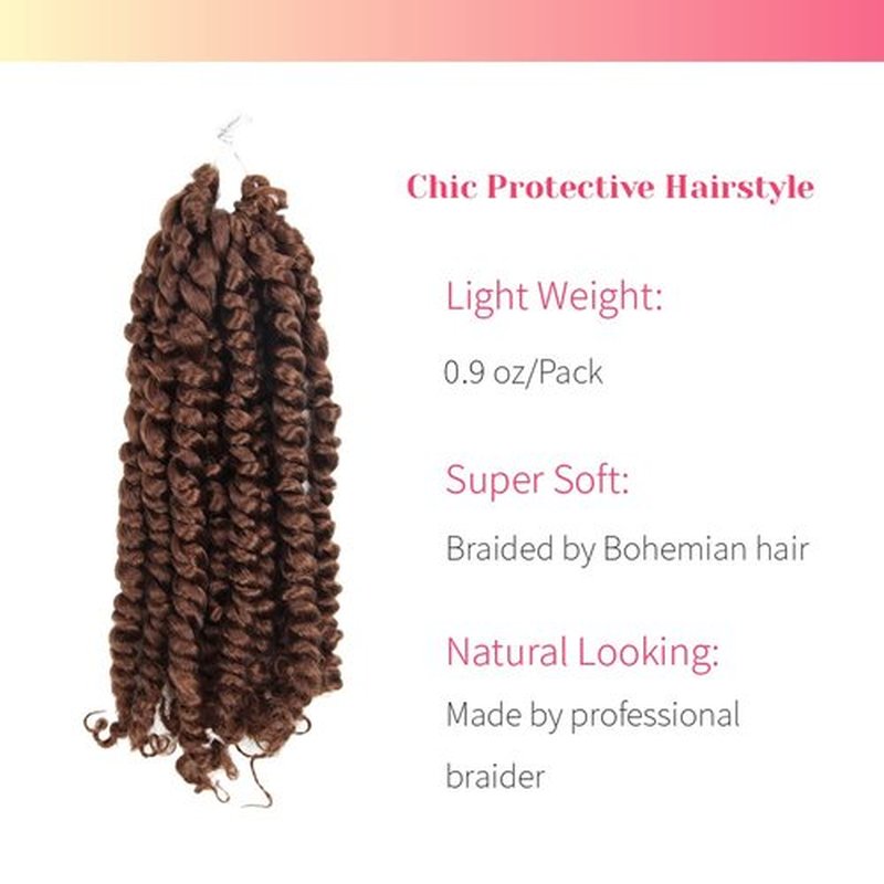 The BOHOBABE Pre-twisted Passion Twist Crochet Hair 6 Inch Short Pre-looped Crochet Passion Twist Braiding Hair 8 Packs (30#)