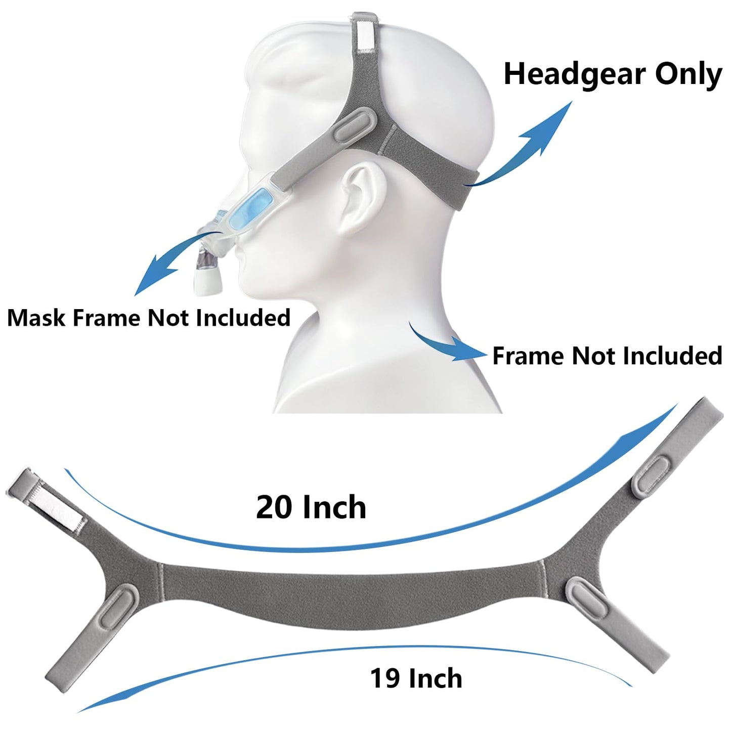 2 Packs Replacement Nuance Pro Headgear CPAP Nasal Pillow Mask Strap