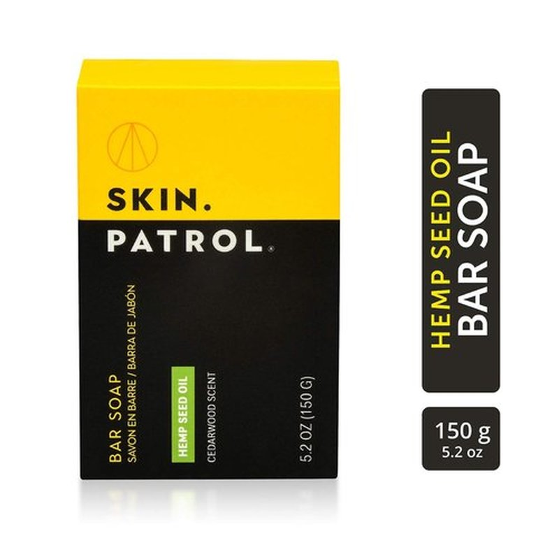 Skin Patrol Activated Soap Bar - Sulfate-Free, Paraben-Free (Hemp Seed Oil, 5.2 Ounce / 150g)