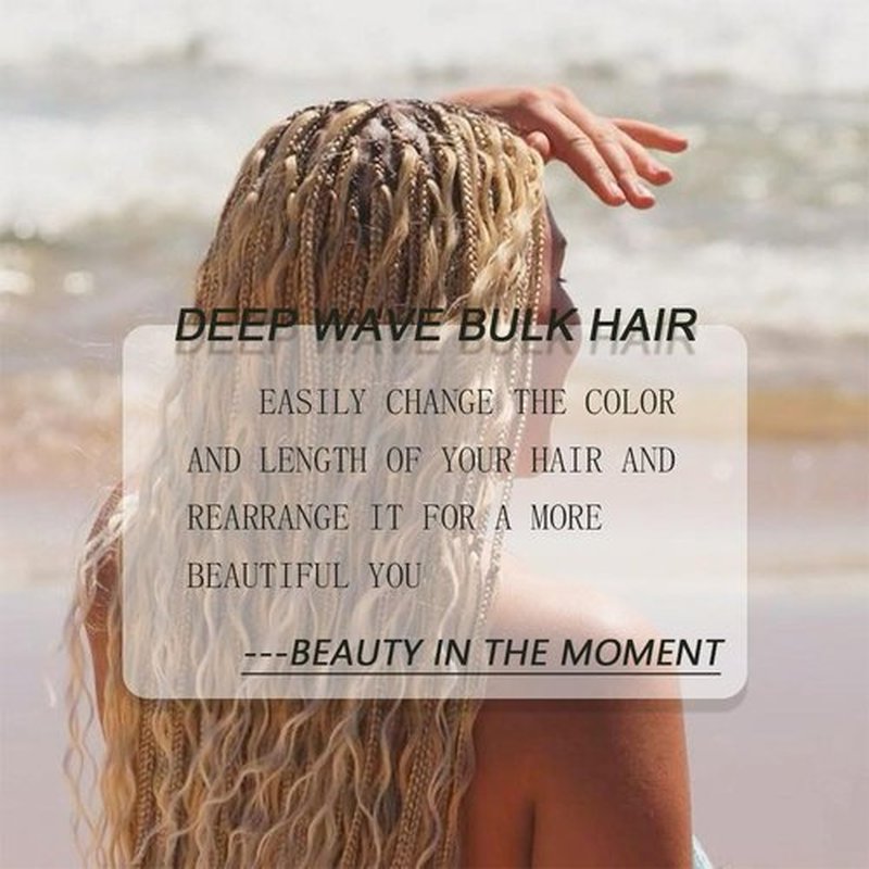 Deep Wave Bulk hair for Braiding No Weft Faux Wet and Wavy 300g Micro Braiding hair Deep Wave Braiding Hair Extensions for Box Boho Braids 16 Inch #1B (2 Pack—4 Bundles)