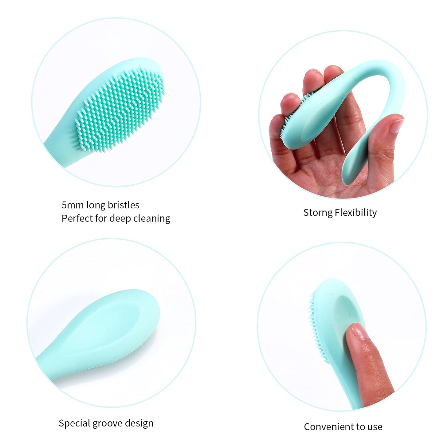MSQ Silicone Face Mask Brush, Soft Facial Cleansing Scrubber, 2 Pack Double-End Facial Mask Brush for Mud, Clay, Charcoal Mixed Mask, DIY, Skincare Applicator Tools (Pink)