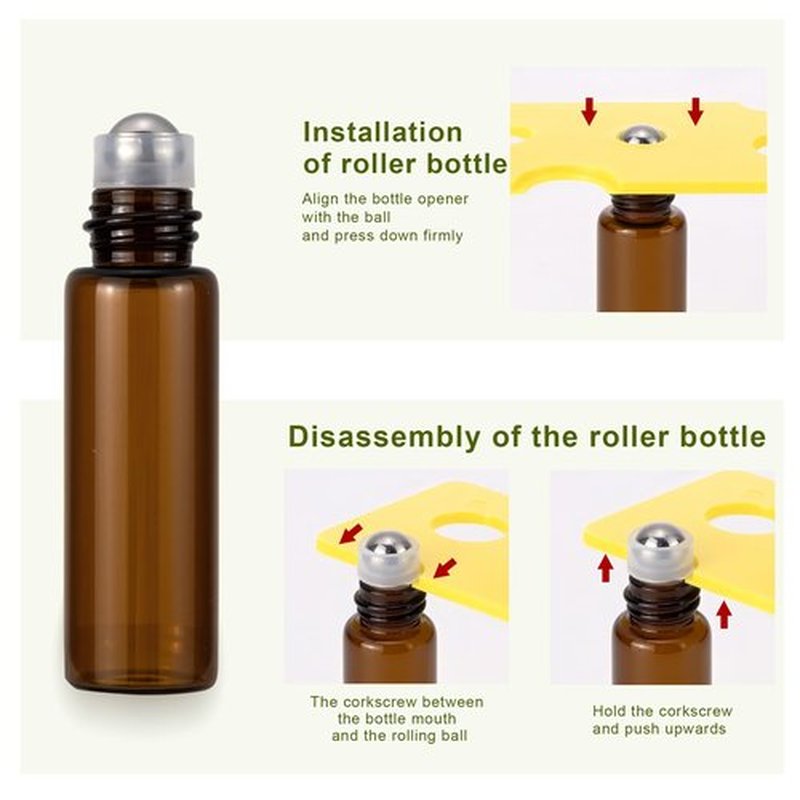 5ml Mini Essential Oils Roller Bottles for Oils, 8-Pack 0.16 oz Tiny Amber Glass Roll-on Bottles for Essential Oils, Empty Eye Rollerball Bottle with Roller Ball for Perfumes, Lip Balms and Travel