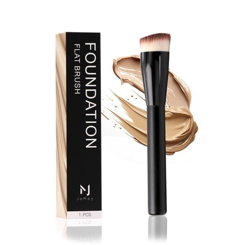 JoMay Foundation Brush for Liquid Makeup, Flat Top Kabuki Professional Make up Brushes for Blending, Cream, Powder,Blush Buffing Stippling Face Makeup Tools, Black