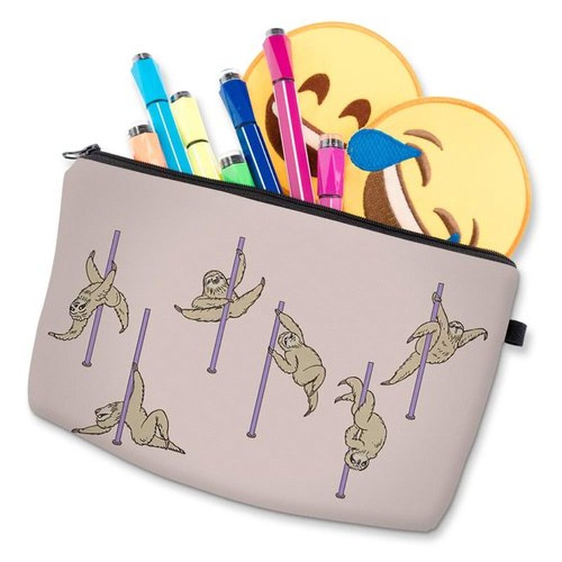 LOOMILOO Cosmetic Bag for Women, Adorable Roomy Makeup Bags Travel Water Resistant Toiletry Bag Accessories Organizer Cute Gifts (pole dance sloth 51819)