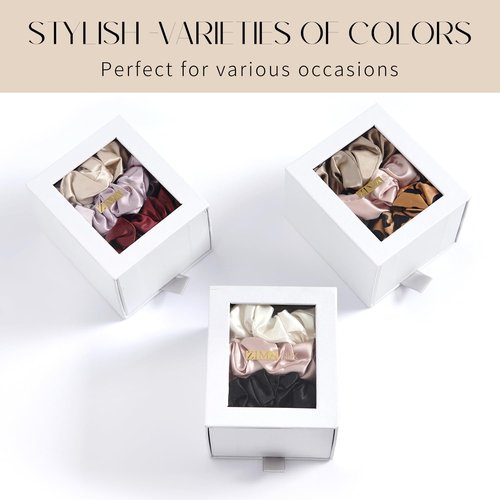 ZIMASILK 22 Momme 100% Pure Mulberry Silk Large Scrunchies for Women, Hair-Friendly & Luxurious Elastic Scrunchies Set (3 Scrunchies)