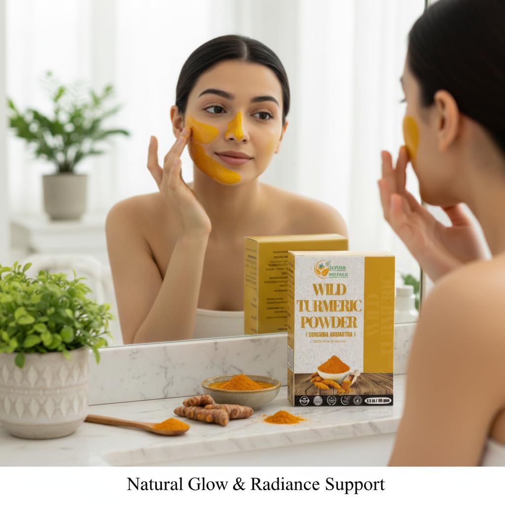 Herbs Botanica Wild Turmeric Powder 100% Pure & Natural Kasturi Haldi for Face, Skin Care & DIY Beauty Natural Face Mask Powder 2 oz