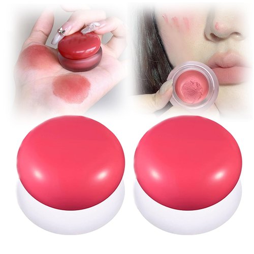 Korean Pudding Pot Blush-Lip Pudding Pot, Lip&Cheek Blurry Pudding Pot-5g, Pudding Pot Lip Tints, Buildable Lightweight, Multi-Use Soft Matte Finish Makeup Blush, Waterproof (01+02)