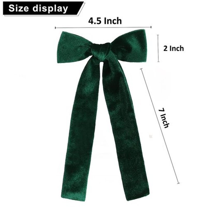2PCS Velvet Hair Bows, Hair Ribbon Clips Big Fall Alligator Clips Hair Accessories for Women Girls (Green)