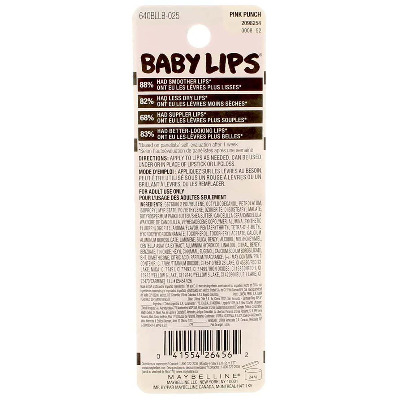 Myb Baby Lips Balm Pink P Size .15 O Maybelline Baby Lips Balm Pink Punch .15 Oz