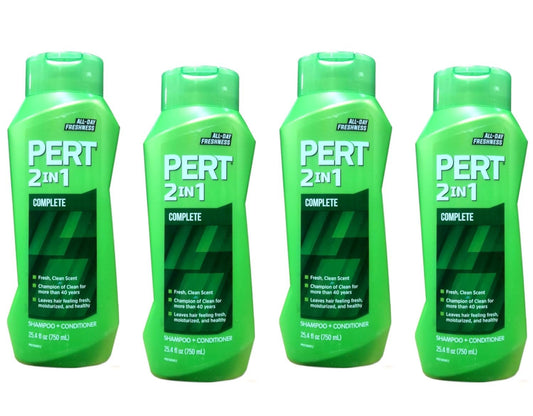 PERT 2 in 1 Complete Clean Shampoo and Conditioner - Mens Shampoo for Daily Use - Hair Conditioner for Men - Removes Dirt, Oil, and Build Up - 4 pc