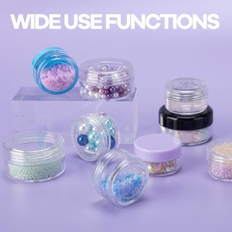 5 Gram Sample Containers with White Lids, 50 Count 5ML Sample Jars, Empty Cosmetic Containers with Lids, Small Makeup Travel Containers for Glitter, Lotion, Cream, Beads, with Labels, Mini Spatulas