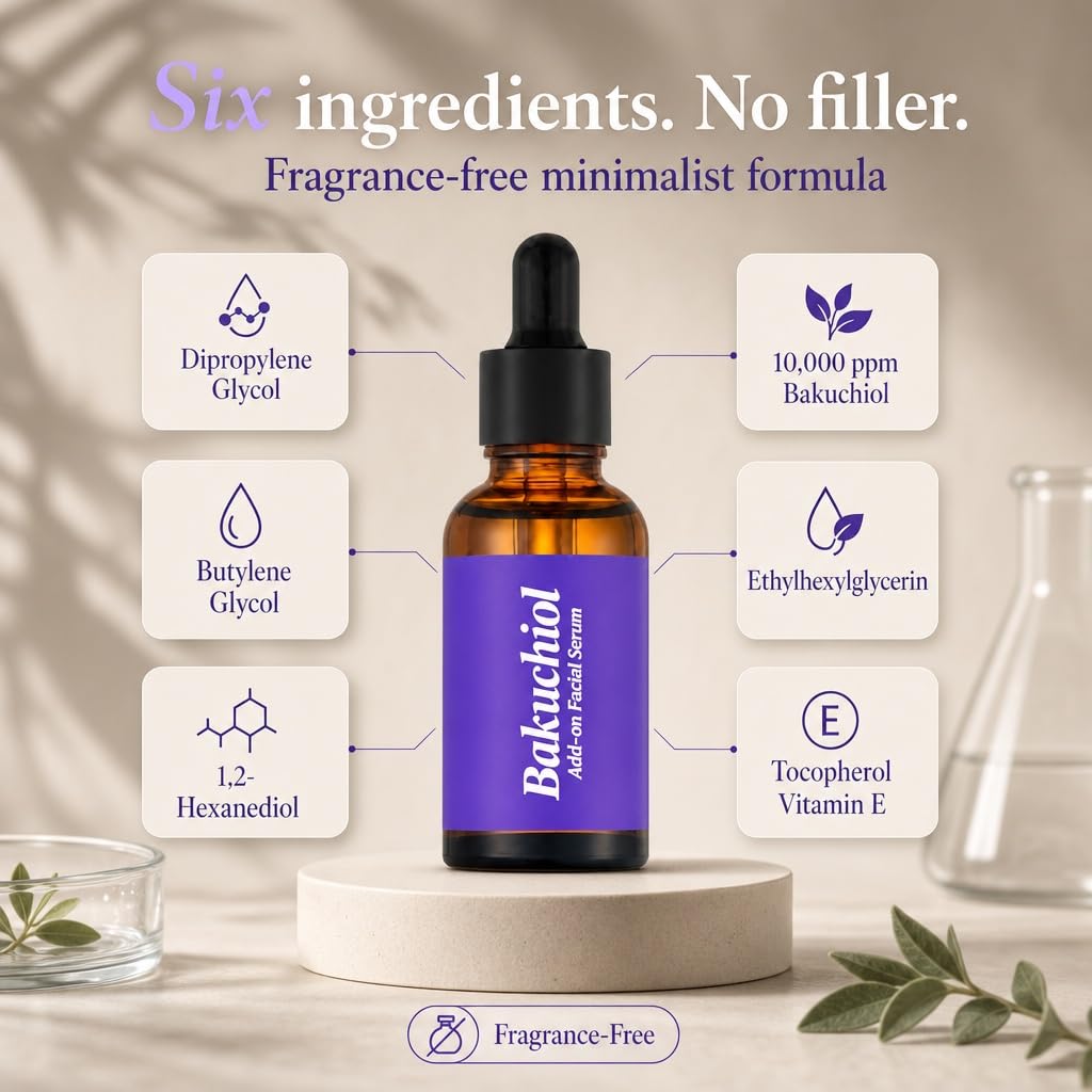 Korean Bakuchiol Oil Serum for Face - High-Potency Mix-in Concentrate - Bakuchiol Plumping Serum - Gentle Retinol Alternative for Wrinkle Care - Hydrating & Firming Anti-Aging Skincare 30ml