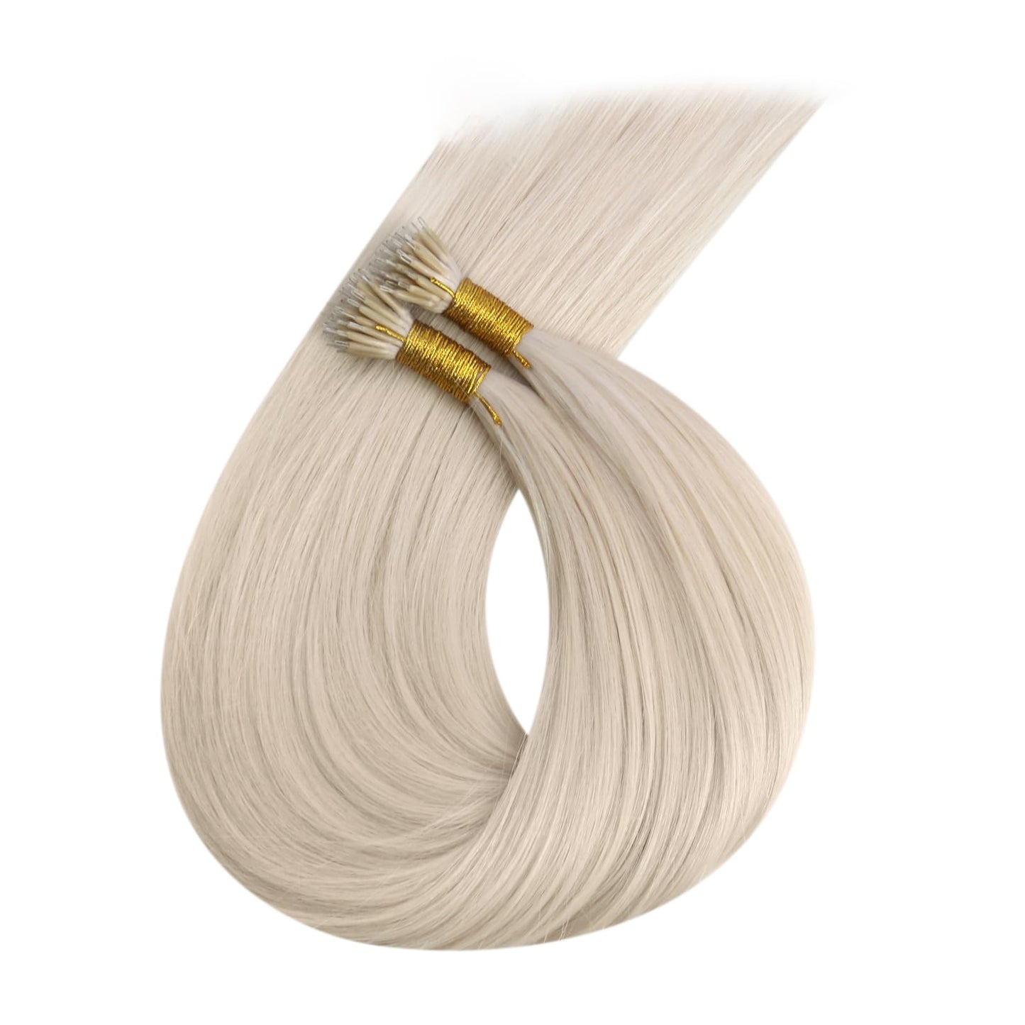 Ugeat Nano Hair Extensions Human Hair Platinum Blonde 14 inch Remy Nano Bead Hair Extensions Human Hair Blonde Nano Bead Hair Extensions Real Human Hair 50G 50S