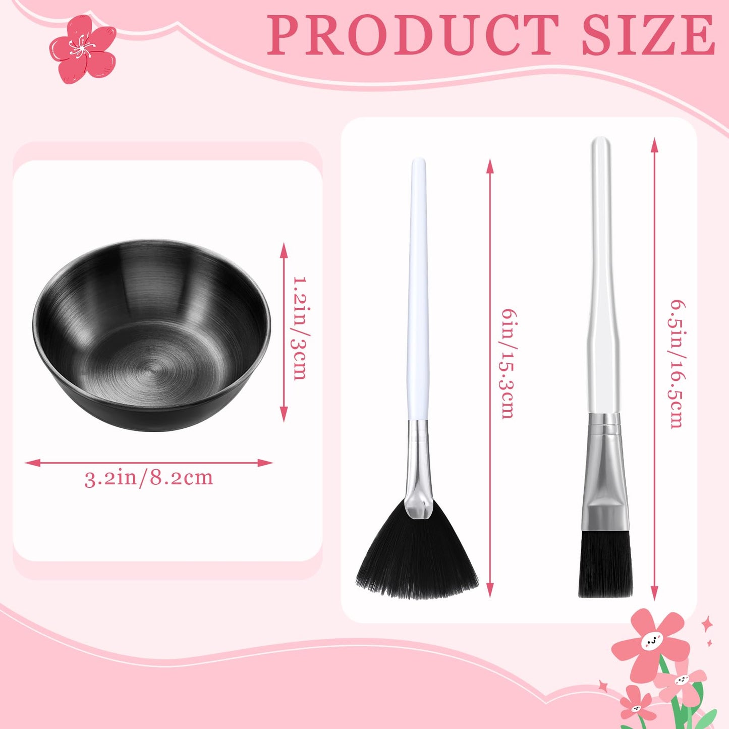 Teenyyou 36pcs Esthetician Supplies Kit, 12 Stainless Steel Gold Facial Mixing Esthetician Bowls & 12 Matching Facial Brushes & 12 Fan Brushes Bulk for Women Professional Spa(Black)
