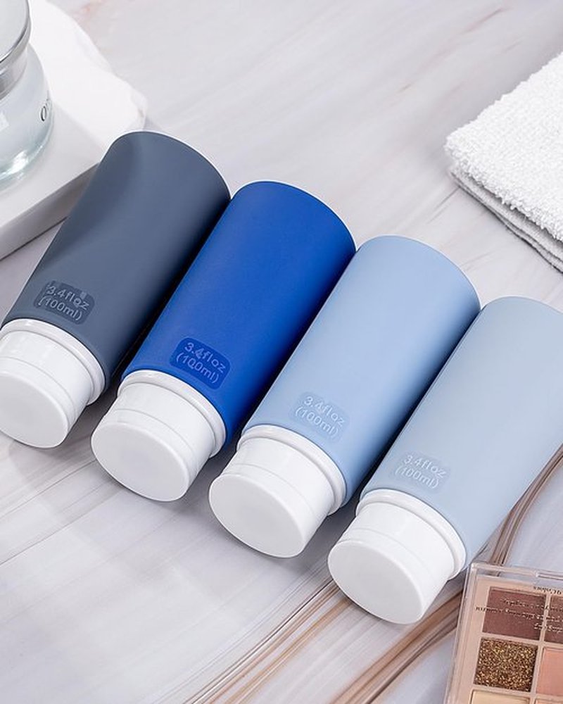 Valourgo Travel Bottles for Toiletries, Tsa Approved 3.4oz Portable Travel Bottles, BPA Free Leak Proof Travel Tubes Refillable Travel Accessories, Travel Accessories with Clear Toiletry Bag, Blue