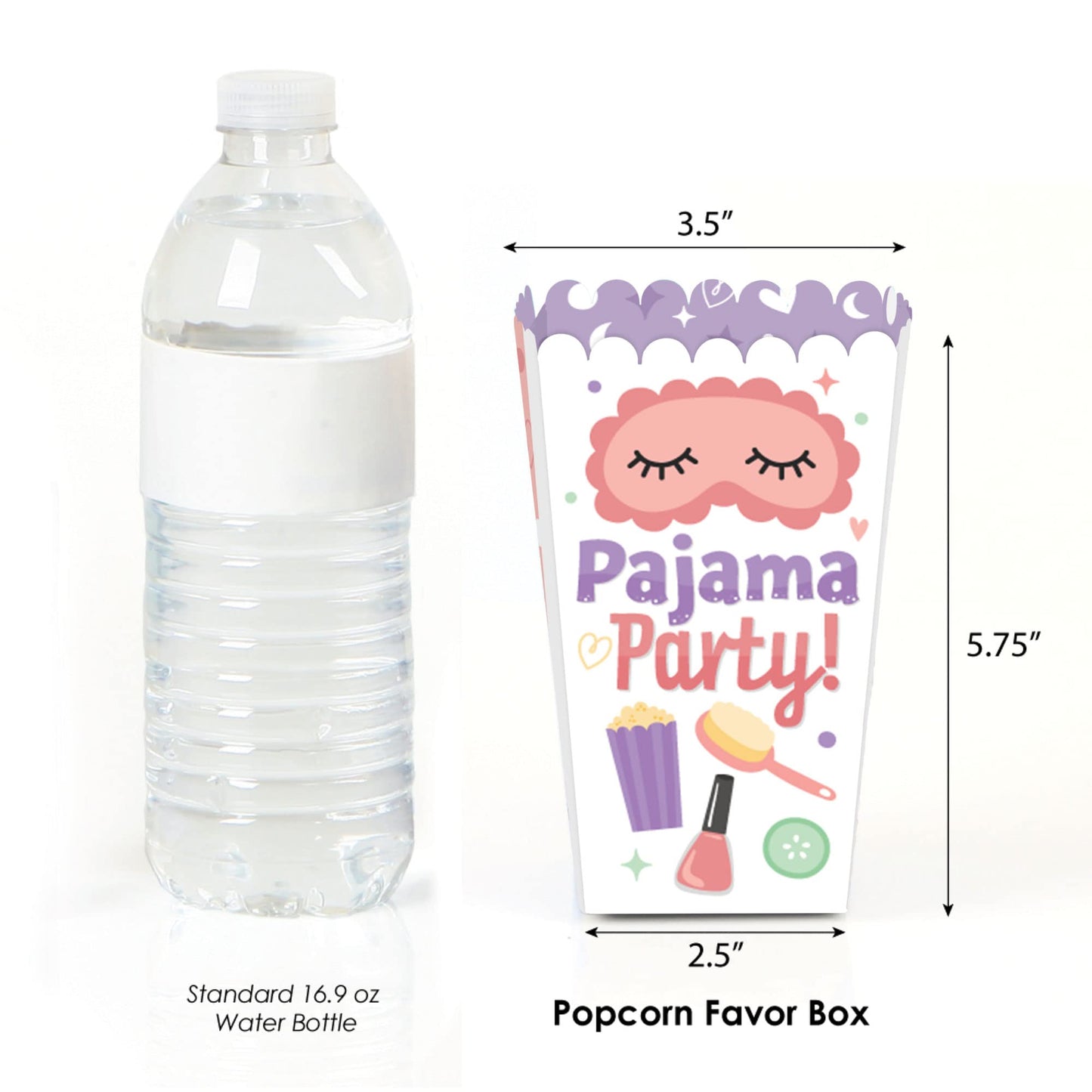 Big Dot of Happiness Pajama Slumber Party - Sleepover Favor Boxes, Birthday Party Popcorn Boxes, Treat Bag for Girls, Special Snack Box Set - 12 Ct