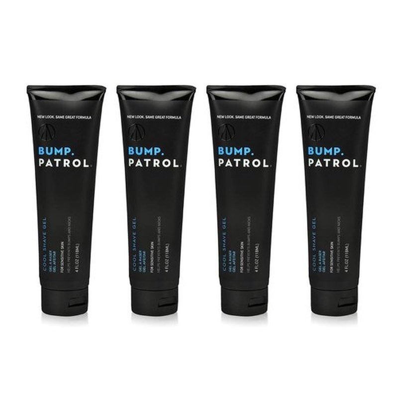 Bump Patrol Cool Shave Gel - Sensitive Clear Shaving Gel With Menthol Prevents Razor Burn, Bumps, Ingrown Hair - 4 Ounces 4 Pack