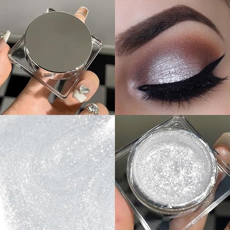 Eyeshadow Single Shimmer, High-Pigment Monochrome Eye Shadow Pressed Powder, Everyday Velvety Silky Eye Makeup Looks, Professional Long-Lasting Waterproof Single Eyeshadow Palette, 01# Sparkle white