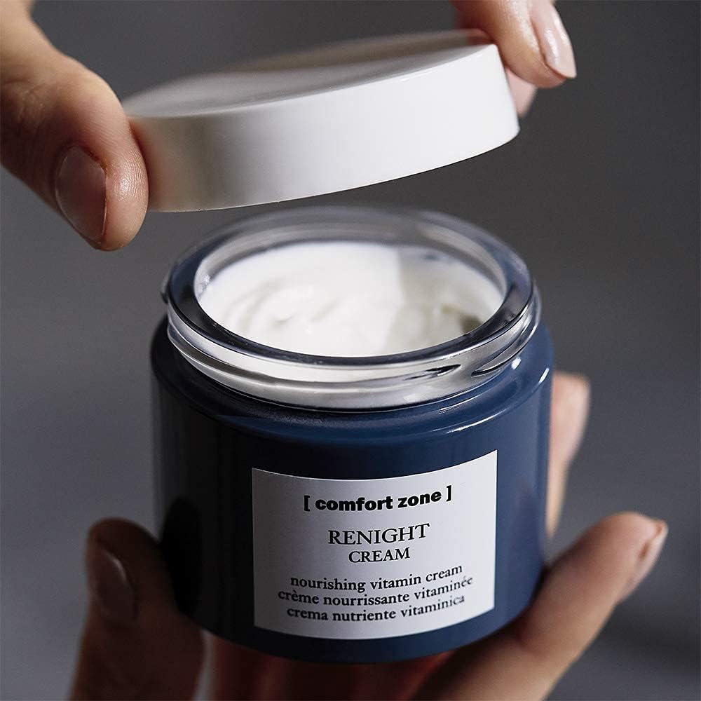 [ comfort zone ] Renight Nourishing Vitamin Cream, Night Treatment, Antioxidant, Softens, Relaxes, Certified Organic Goji Berry, Macadamia Oil, Hyaluronic Acid, Dry & Stressed Skin, 2.03 Fl Oz