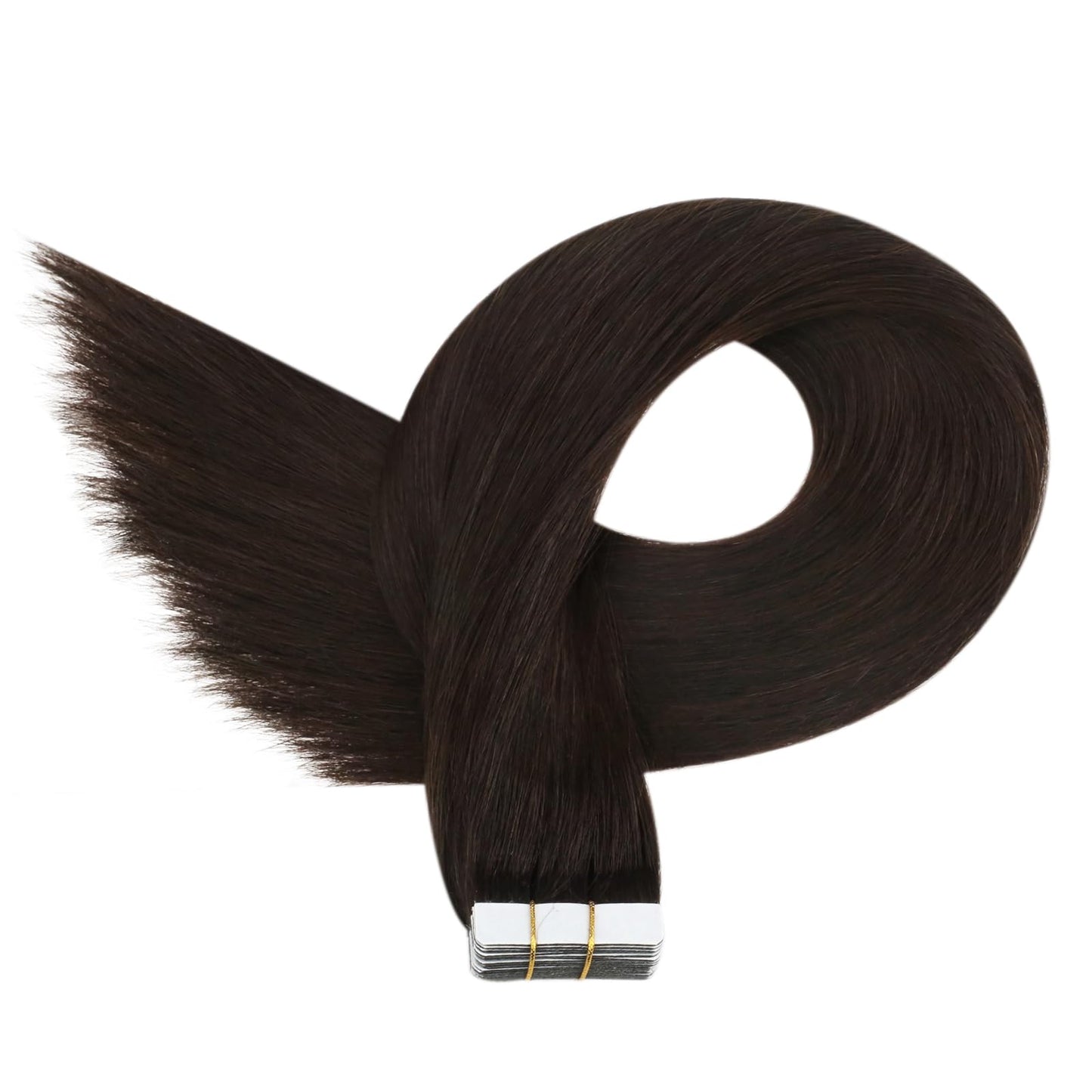 Ugeat Hair Extensions Real Human Hair Tape in Brown Remy Hair Dark Brown Tape on Real Hair Extensions Seamless Tape ins Brunette Human Hair Extensions Skin Weft for Women 14In 20pcs 40G