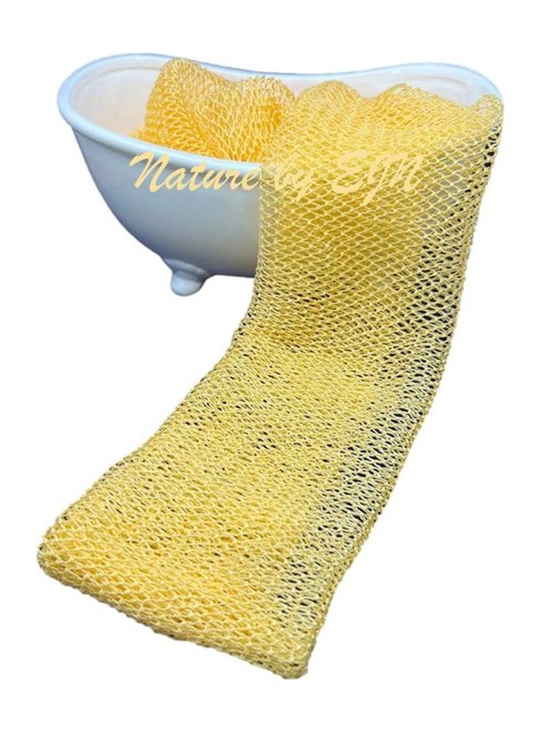 Nature by EJN - Net Bath Sponge, Long, Skin Exfoliation, African, Porous (Golden Apricot)
