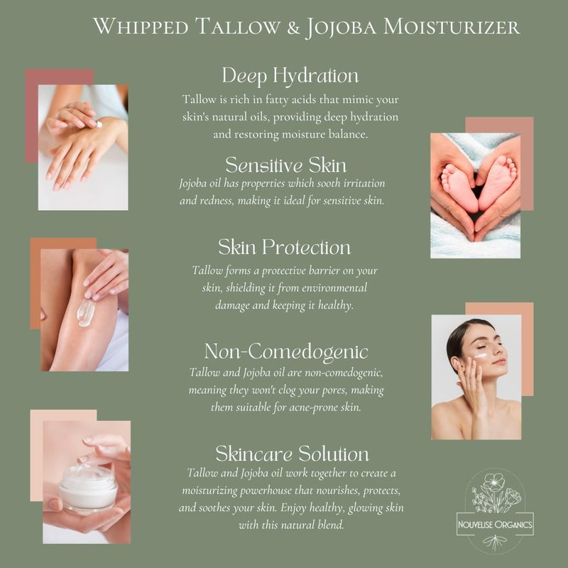 Whipped Tallow Moisturizer - Neroli & Sweet Orange | 100% Natural Grass-Fed Tallow & Organic Jojoba for Dry, Sensitive Skin - 0.7 oz