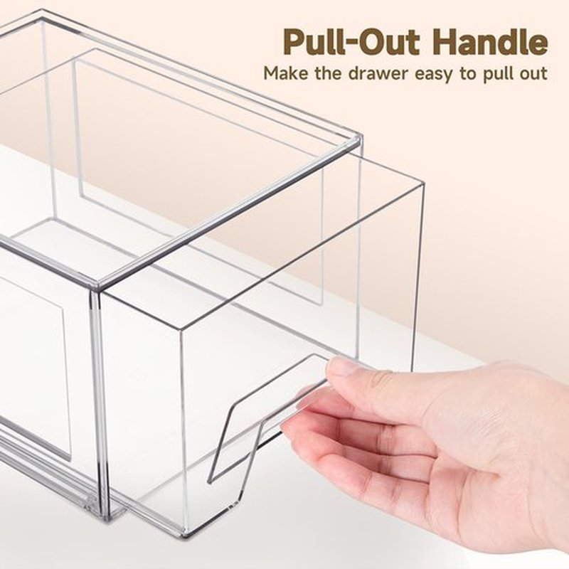 Damomo 4 Pack Stackable Organizer Drawers, Clear Bathroom Makeup Organizer and Storage, Acrylic Plastic Organizers Bins for Vanity, Undersink, Bathroom, Pantry, Kitchen Cabinets
