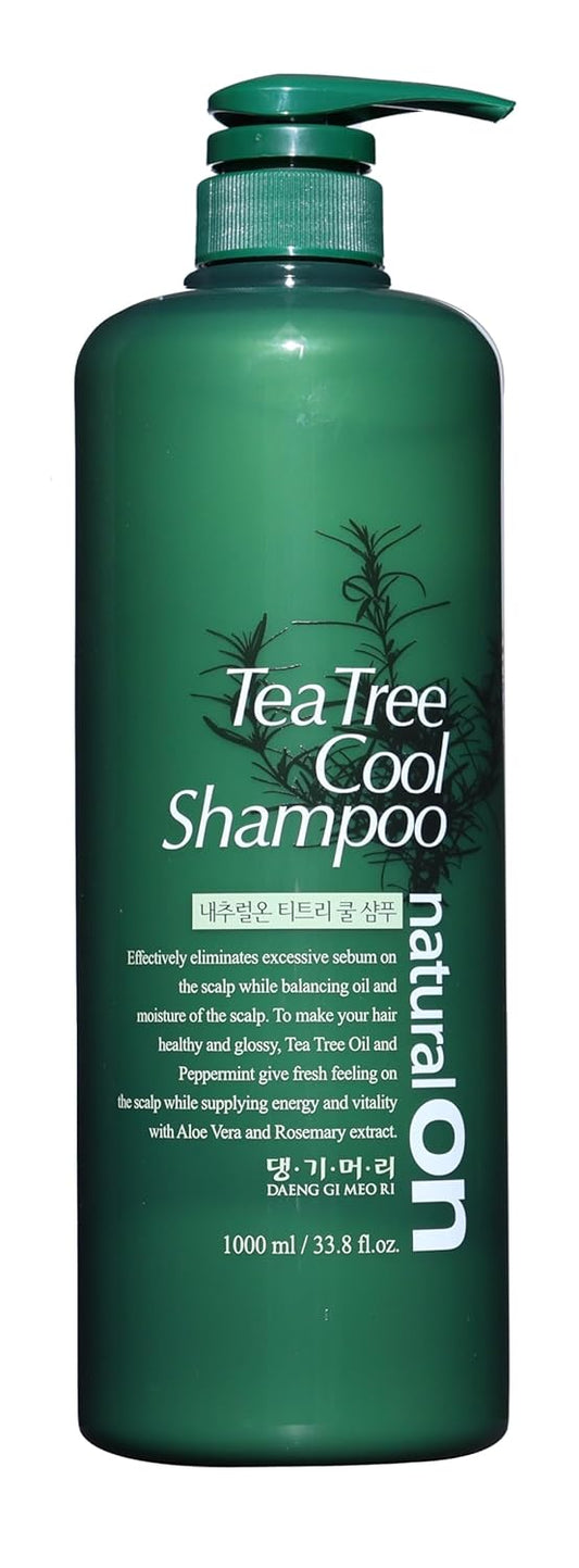 Daeng Gi Meo Ri-Tea Tree Cool Shampoo, Tea Tree Oil and Aloe Vera Extracts give a Refreshing Feeling to Oily Hair, Moisture to Dry Hair, Soft and Mild Cleansing Effect, 1000ml