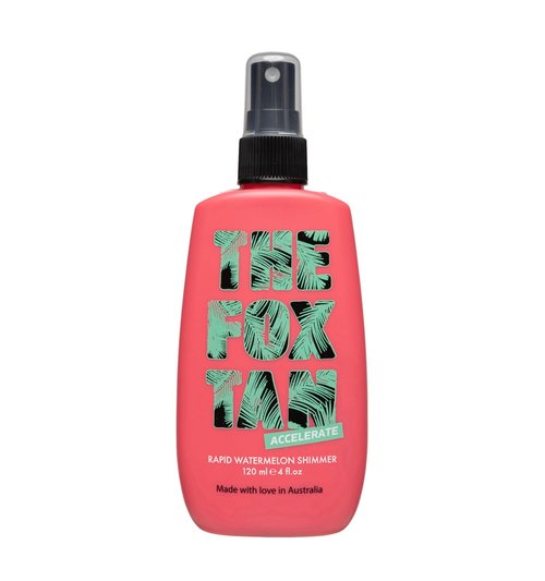 The Fox Tan Rapid Watermelon Shimmer, Natural Tanning Accelerator For Darker & Long-Lasting Tans, Blurs Imperfections, Vegan & Cruelty Free, 120 mL