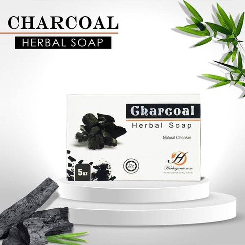 HERBOGANIC Charcoal Herbal Soap | Pack of 3 of 5oz soap Bar | Natural Bar Soap for Face and Body | Hydrating and Nourishing | Suitable for Men and Women