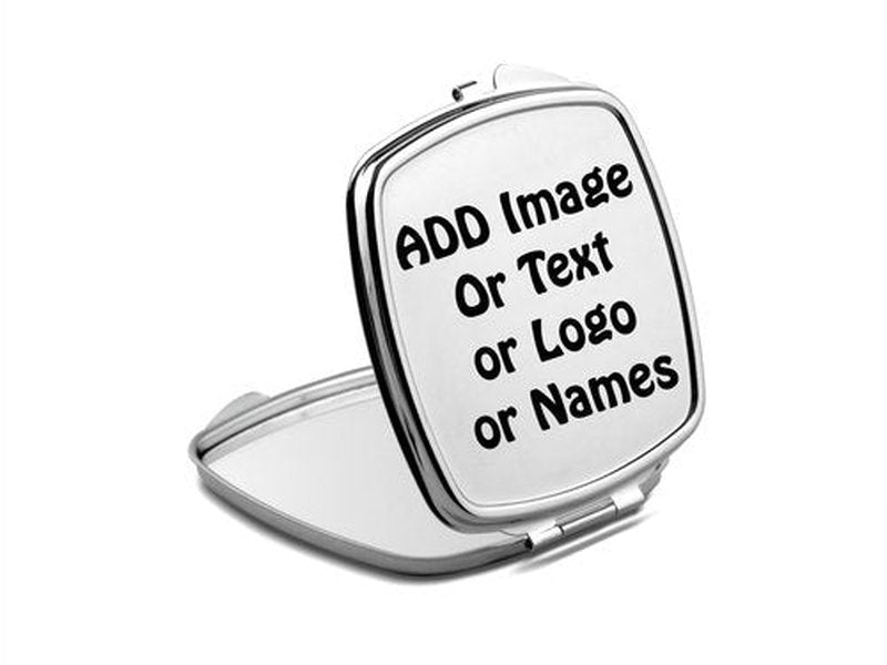 SpreadPassion Personalized Compact Mirror, Create Your Own Custom Text, Photo Mirror, Travel Makeup Mirror Handheld Small Mirror, Portable Pocket Mirror, Birthday Idea (1, Square)