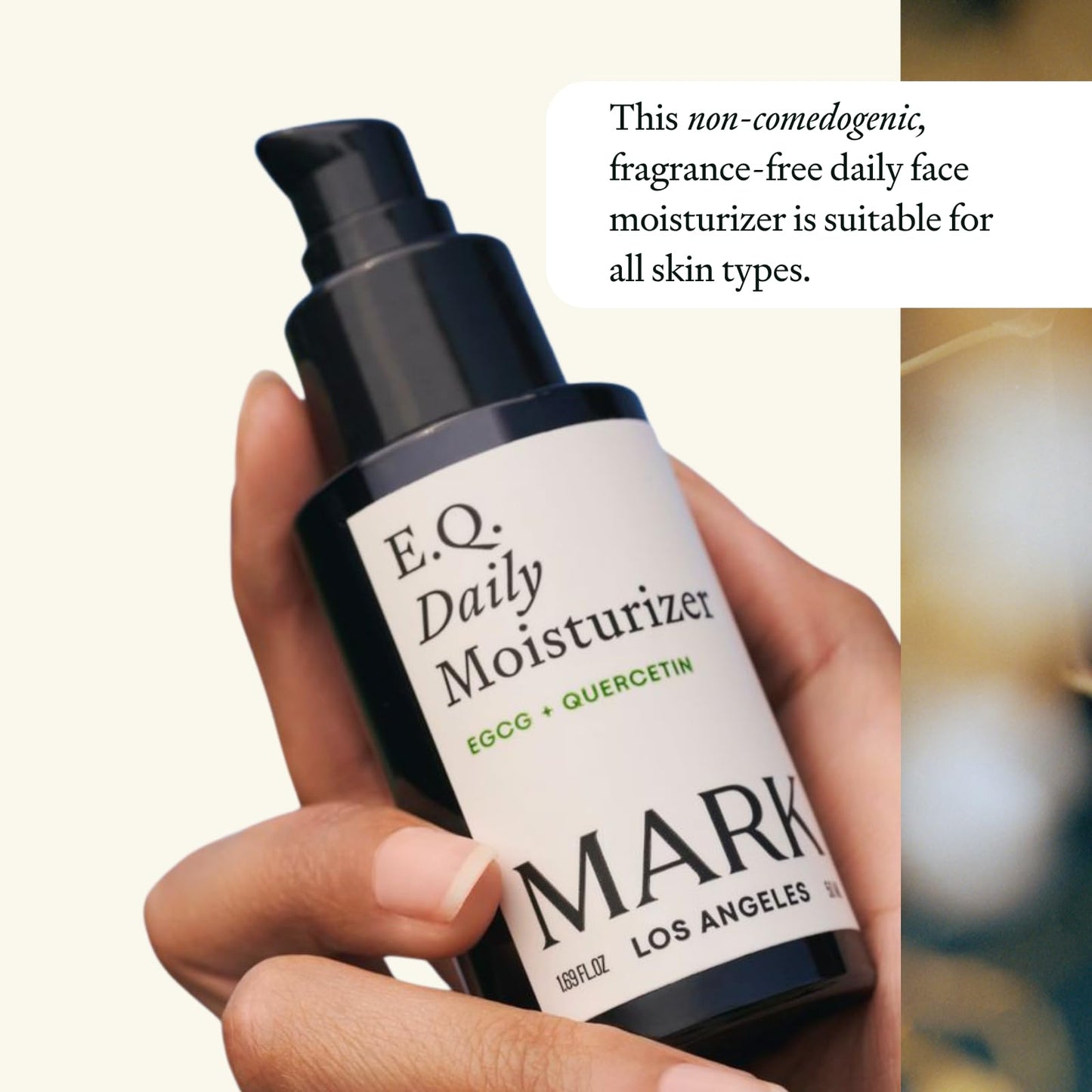 MARK Los Angeles - EQ Daily Moisturizer - EGCG + Quercetin - Hydrating Face Cream - For Dry Skin, Redness & Blemishes - With Jojoba & Squalene Oil - Lightweight Plant-Based Formula - 1.69 fl oz