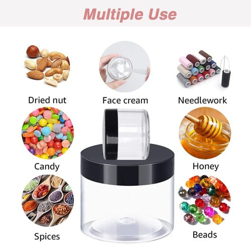 6 oz Small Plastic Containers with Lids Plastic Jars with Lids + 20g/20ml Small Containers with Lids Cosmetic Sample Jar (24 Pack) - for Lip Scrub, Body Butters, Cream, Slime, Craft Storage
