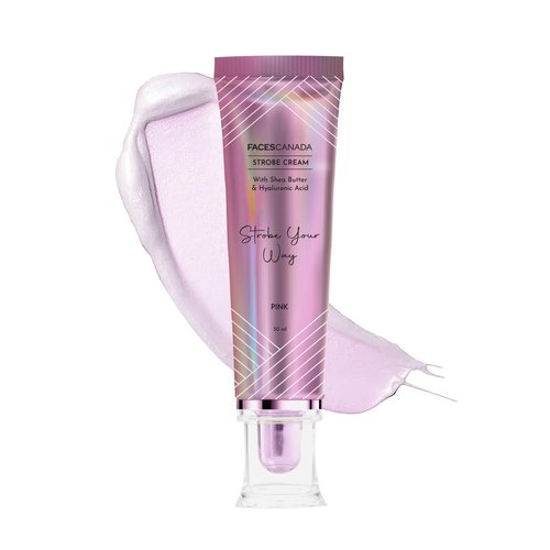 FACE'S CANADA Strobe Cream | Primer + Highlighter + Moisturizer | Shea Butter & Intense Hydration Flawless Radiant Dewy Skin For Illuminating & Glowing Makeup Base - Pink, 30g (1.05 Oz)