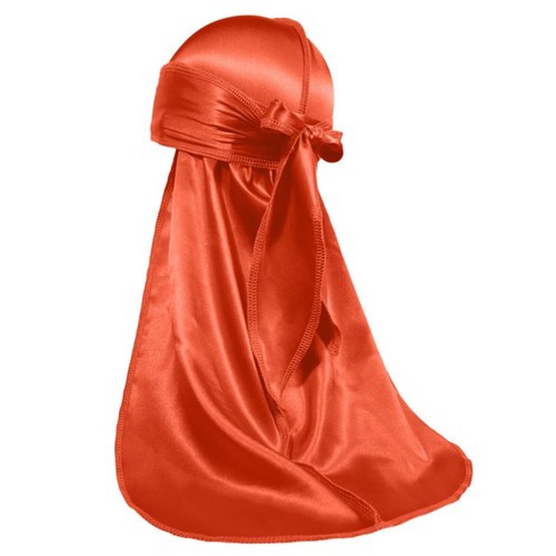ForceWave Silky Durag for Men Wave Cap Satin Dorag for Men Women 360 Wave (Orange)