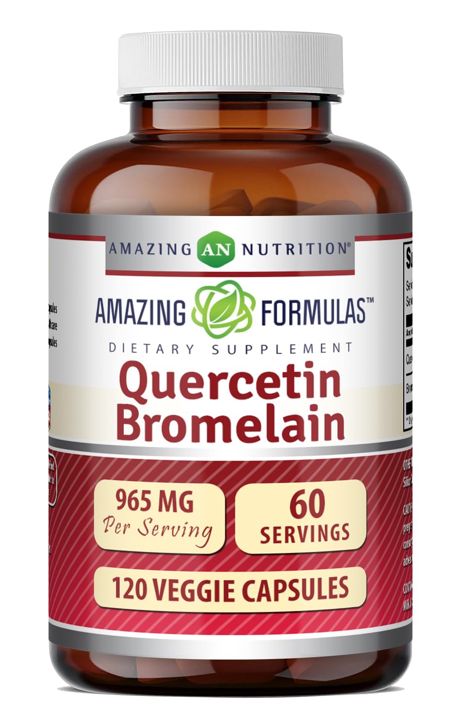 Amazing Formulas Quercetin 800mg with Bromelain 165mg, 120 Veggie Capsules Supplement | Non-GMO | Gluten Free | Made in USA