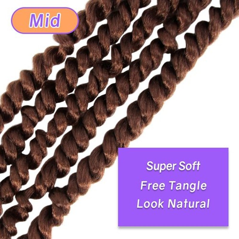 LOCSBYHAND 30 Inch Long Pre-looped/twisted Passion Twist Crochet Hair 4 Packs for Mixed-color Using (4 Packs, 30#/Medium Dark Brown)