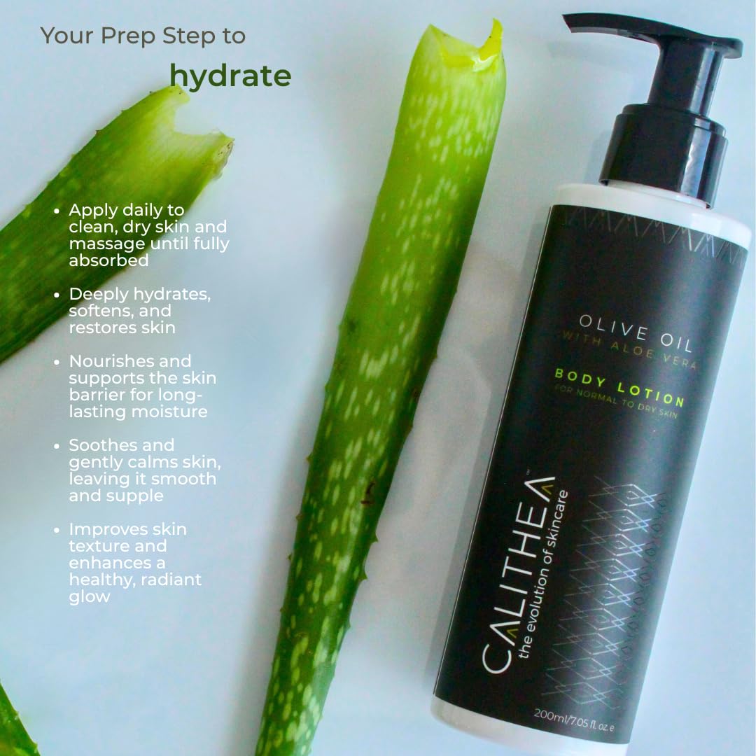 Calithea Hydrating Body & Hand Lotion Set - Aloe Vera, Chamomile & Avocado Moisturizing Gift Set for Dry Skin, Softening & Nourishing 96.4% Natural Content (7.05 Fl Oz & 3.04 Fl Oz)