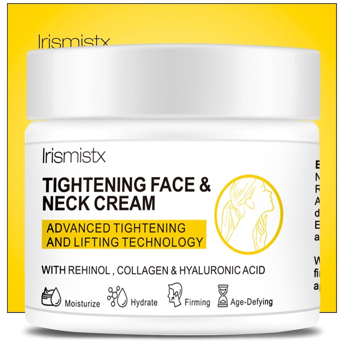 Irismistx Tighten and Lift Neck Firming Cream, Neck Creams for Tightening and Firming, Skin Tightening Cream for Face, Neck, Chest & Décolleté