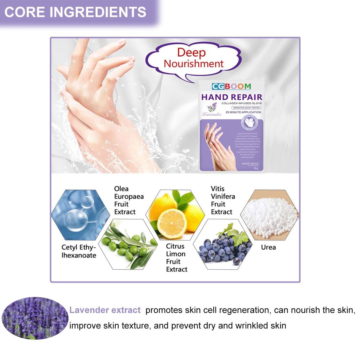 AWIWTOBQ Hand Mask Moisturizing Glove 3 pack, Hand Peel Mask Exfoliating Gloves, Hand Repair Glove for Dry Hands Treatment, Remove Dead Skin, Rough Skin, Lavender