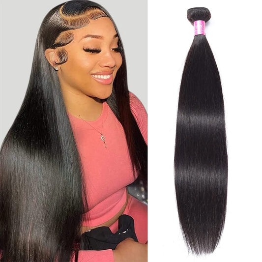sexycat Straight Human Hair Bundles 100% Unprocessed 9A Brazilian Straight Virgin Hair 1 Bundle Remy Hair Extensions Straight Weave 100g/Bundle Natural Black 26 Inch