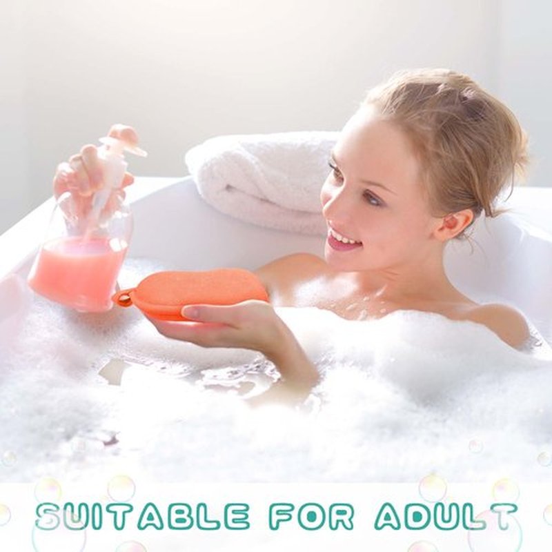 Tatuo 4 Pieces Baby Bath Sponge Cotton Baby Sponge Soft and Absorbent Sponge for Kids Babies Men Women (Orange,Blue)