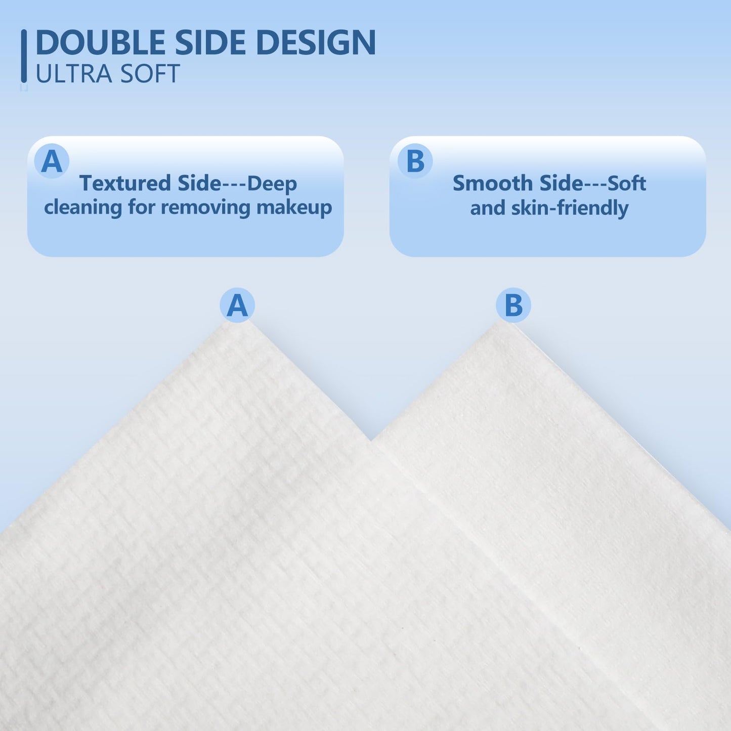 Dorahoney Disposable Face Towels Travel, 12"×12" Extra Large Face Towelettes, Ultra Soft Facial Towels for Sensitive Skin, Makeup Remover Dry Wipes, 40 Count (2 Packs of 20)