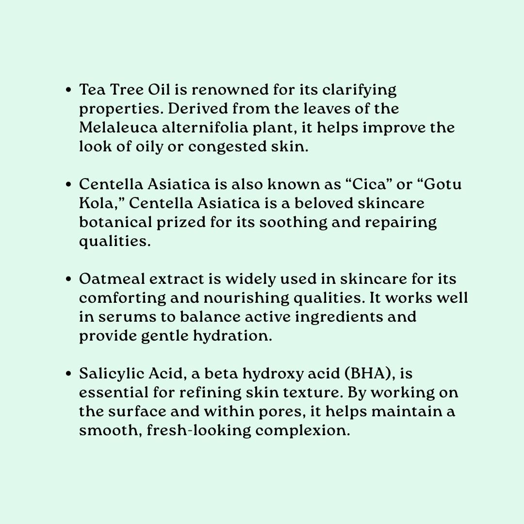 Skinluent Tea Tree Face Serum for Acne Prone Skin with Active Ingredients Tea Tree Oil, Salicylic Acid and Centella Asiatica, 30ml