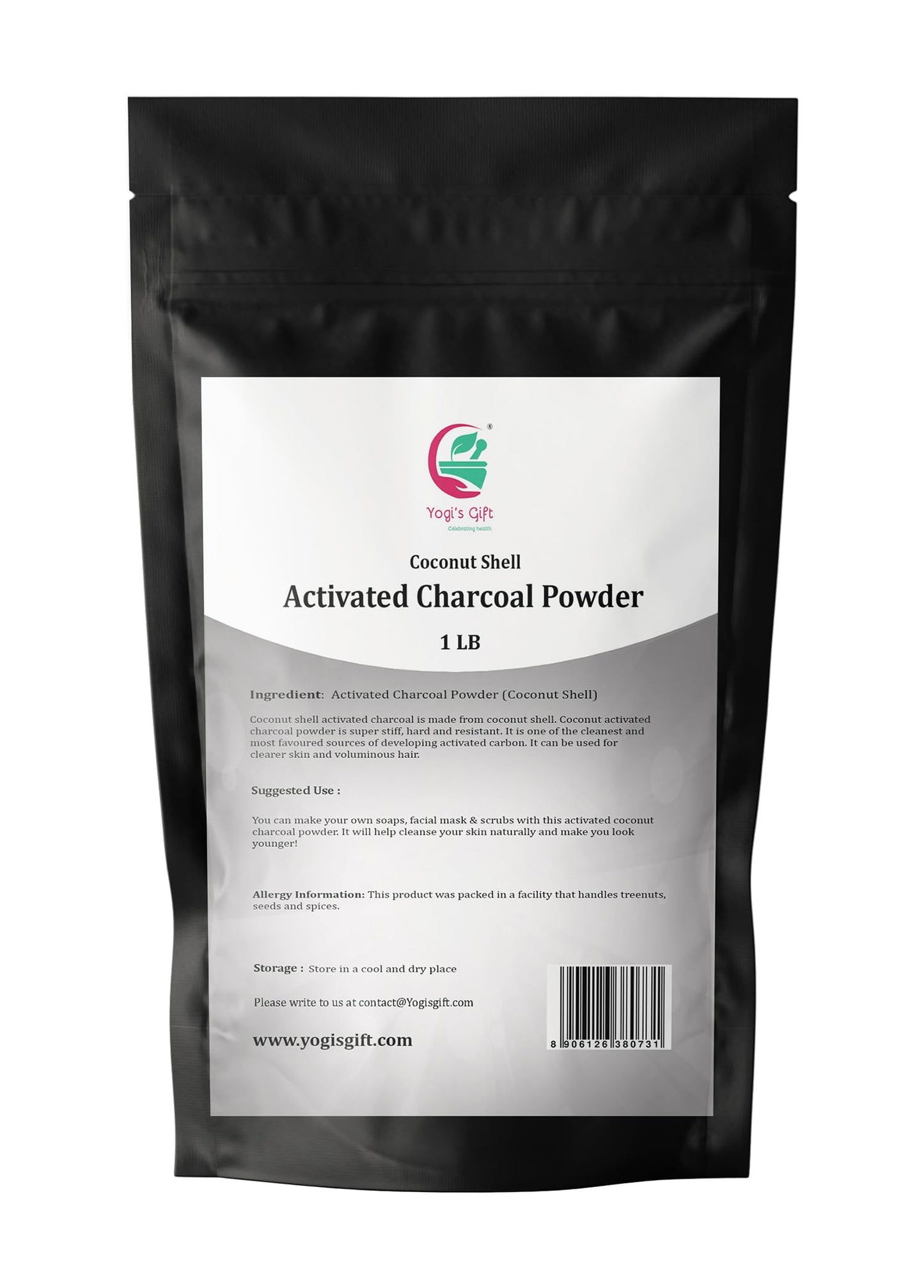 Activated Charcoal Powder 1 LB | Grounded Activated Charcoal Powder for Facial Scrub, Skin & Soap Making | Coconut Shells Based | By Yogi's Gift®