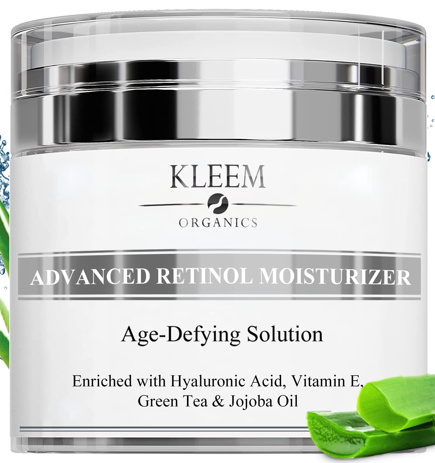 Kleem Organics Retinol Moisturizer - 2.5% Retinol and Hyaluronic Acid for Face Rejuvenation and Anti Aging - For Women and Men