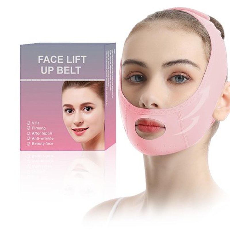 Face Lift Mask, Reusable Face Lift Tape, 2024 New V-Wire Face Lift Mask, Double Chin Lift Bandage, V-Mask Face Lift Straps, Pink Ice Silk Breathable Face Belts for Men and Women, Pink