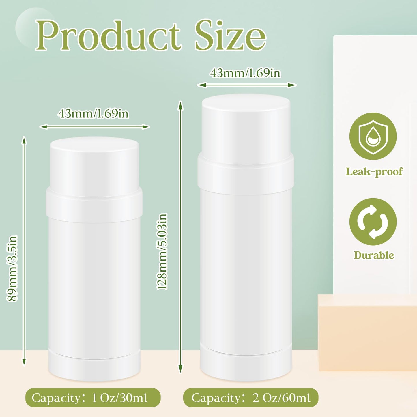 Teenyyou 30 Pcs 60ml/2oz Empty Deodorant Containers Twist Up Filling Bottle Refillable Plastic Deodorant Holder Tube for Homemade Lipstick Sunscreen Balm Lotion Bar (White)
