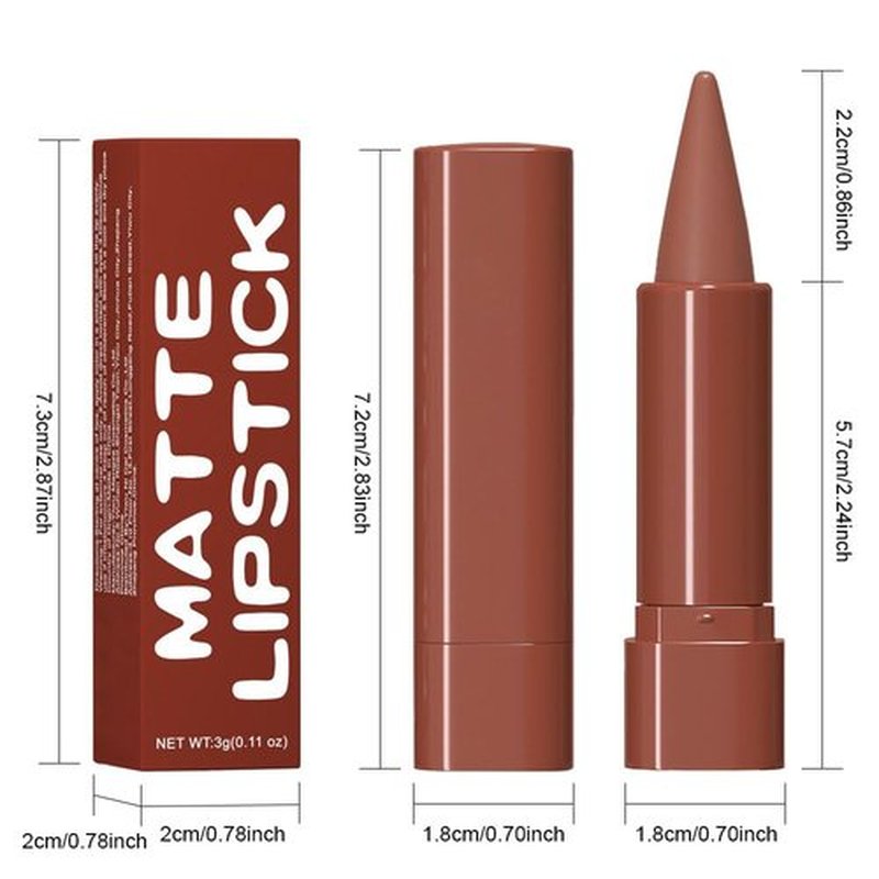 JUAAZIN Light Brown Gradient Matte Lipstick Crayon Lip Liner pencil, Flawless Contour Gradual Ombre Effect lip Pencil, High Pigmented Long Lasting Waterproof Smudge Proof Lipstick Pencil 04#