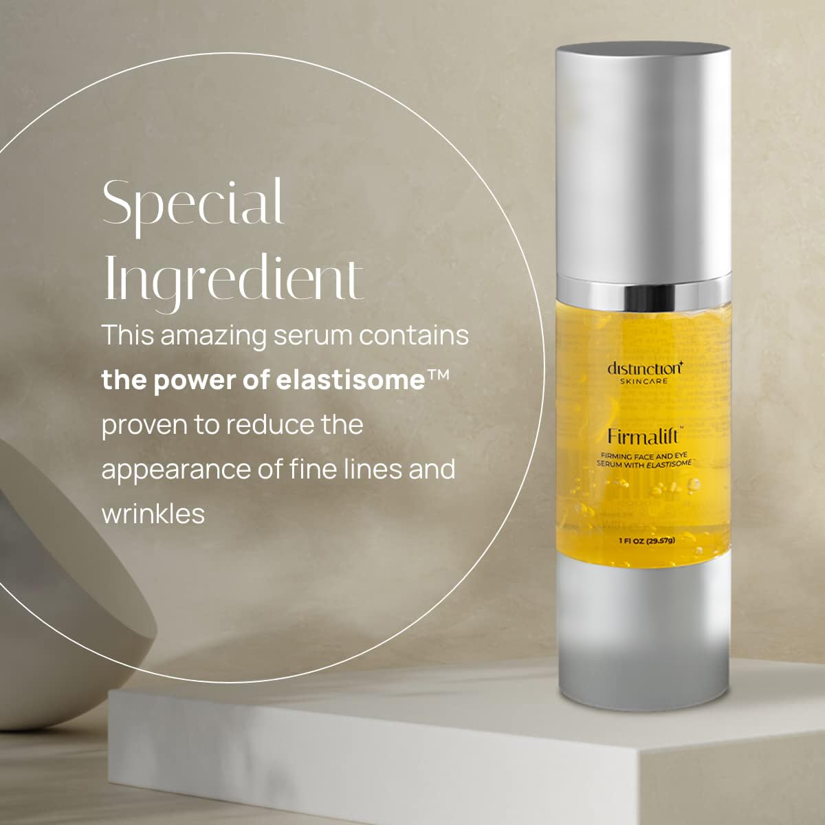 Distinction Anti-Aging Face & Eye Serum with Collagen & Elastisome, 1 oz